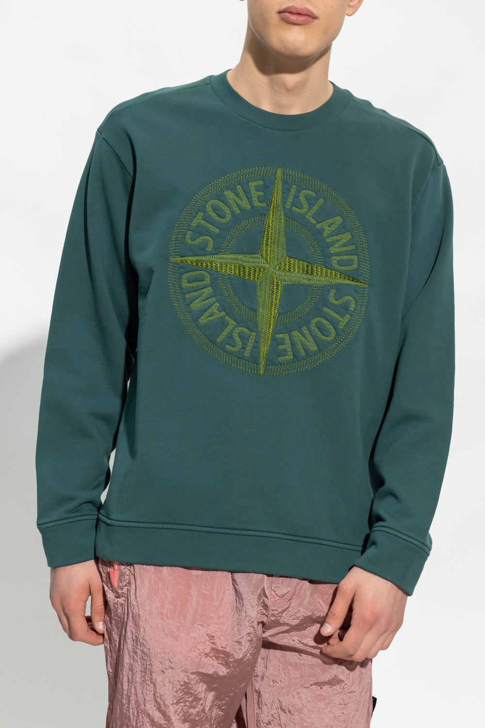 Stone island hotsell embroidered logo sweatshirt